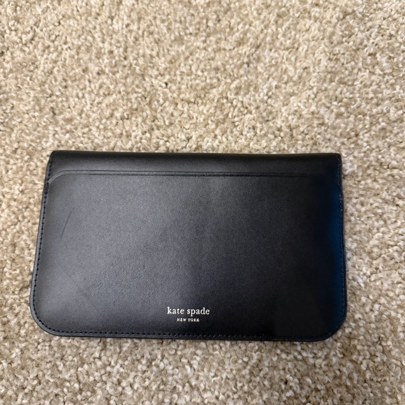 kate spade Black Leather Zip-Around Wallet with Gold Spade Accent - Picture 2 of 5